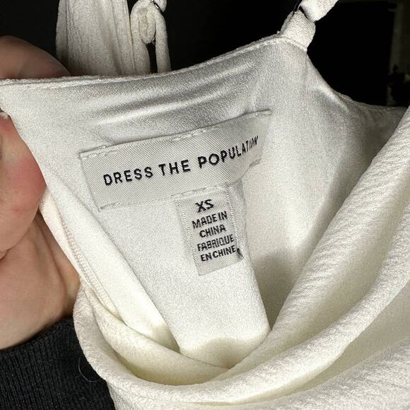 Dress the Population Braxton V-Neck Sleeveless White Wide Leg Jumpsuit XS NEW - Picture 10 of 10